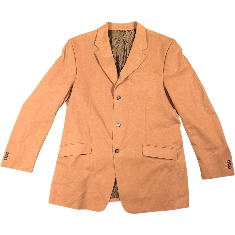 Banana Republic Sport Coat Mens 46L Tan Blazer Cotton 3-Button Tailored Brown
